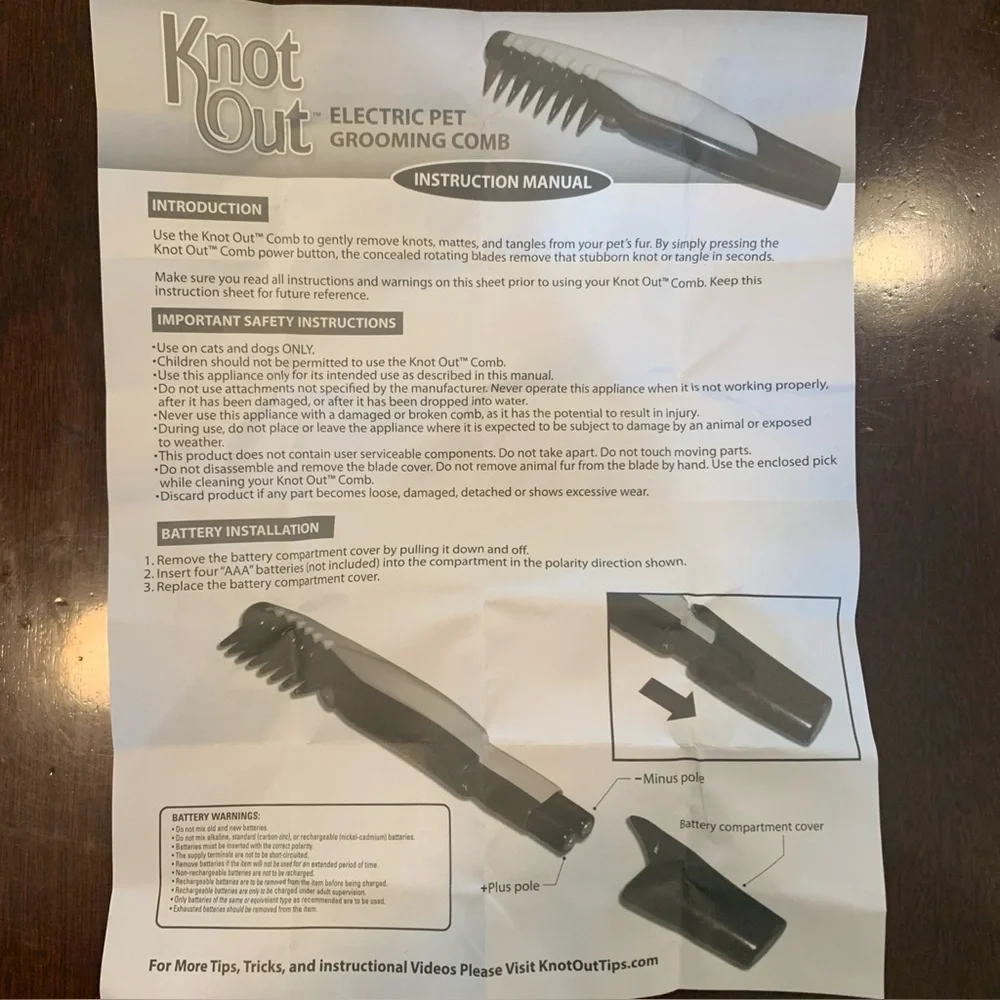 Knot Out Electric Pet Grooming Combs New